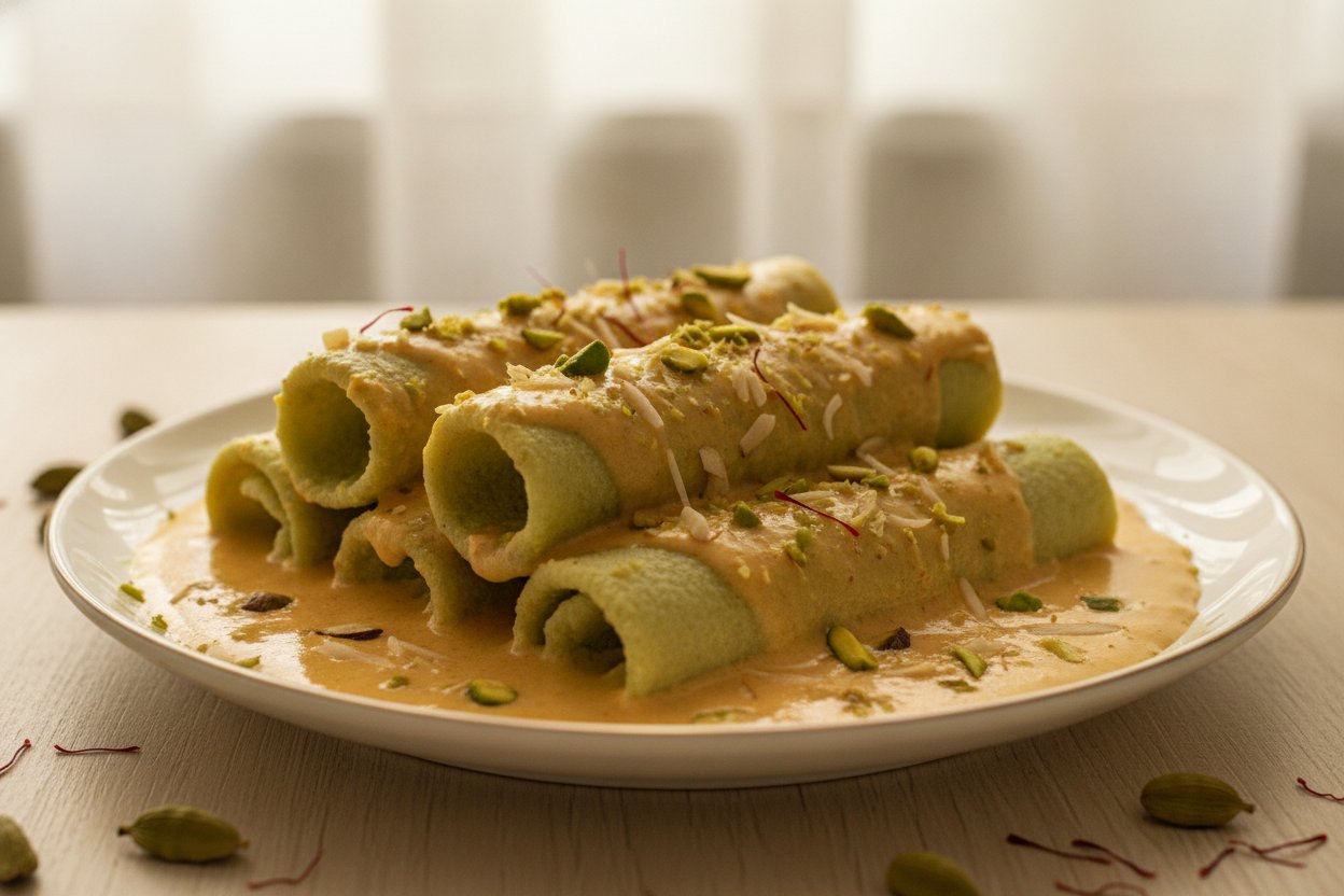 Cardamom-Pistachio Malai Rolls