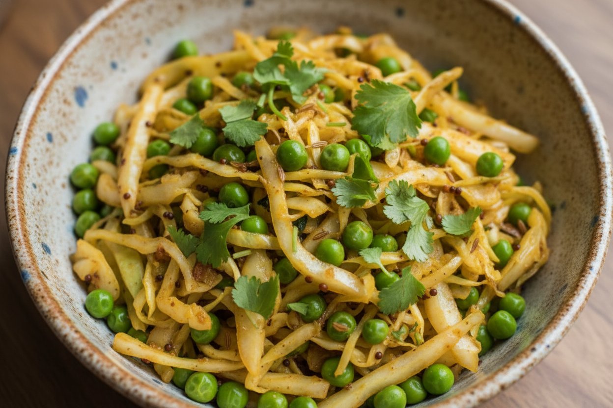 Quick Cabbage and Peas Stir-fry (Patta Gobhi Matar Sabzi)