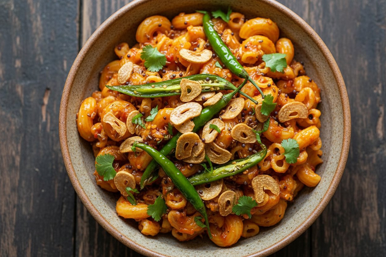 Spicy Indian Garlic Chili Pasta (Tadka Style)