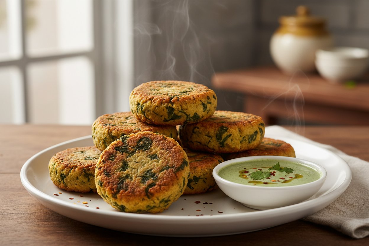স্বাস্থ্যকর পালং ও বেসনের ভাপা কাটলেট