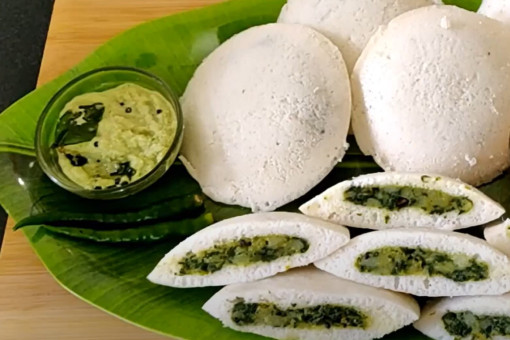 Stuffed Palak Idli